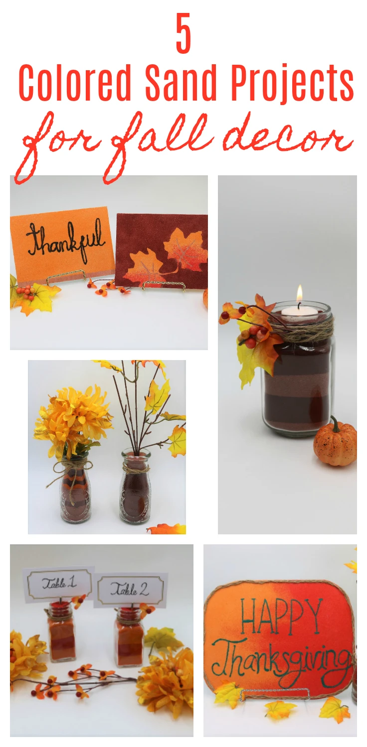 Decorate for fall with colored sand! These colored sand projects are so easy to recreate, and they're inexpensive to make, too! #falldecor #fallcrafts